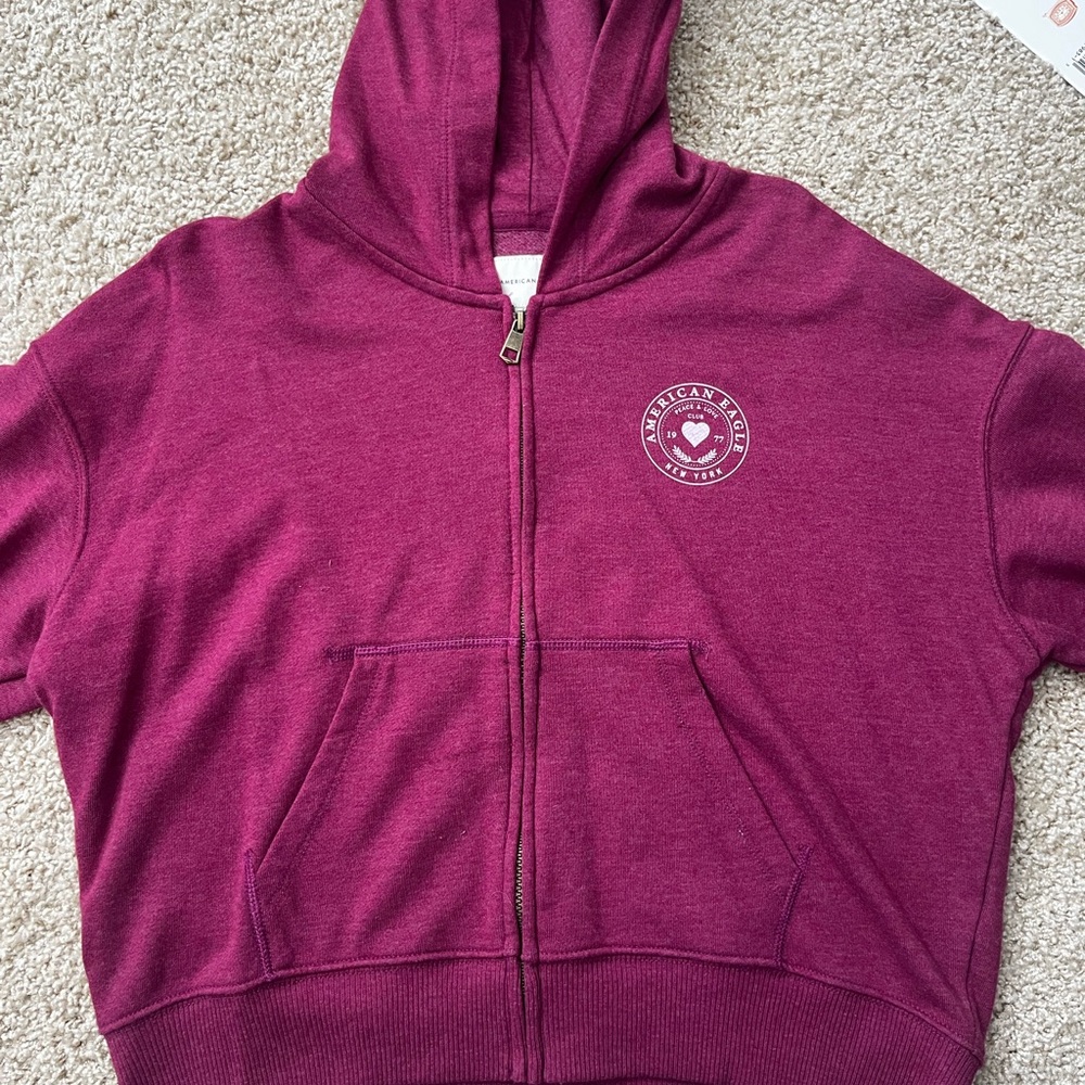 American Eagle Red Zip-Up Hoodie